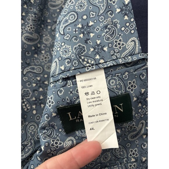 Lauren Ralph Lauren LINEN 2 Button Navy Blue Blazer Sport Coat Jacket 44 L - Picture 9 of 10